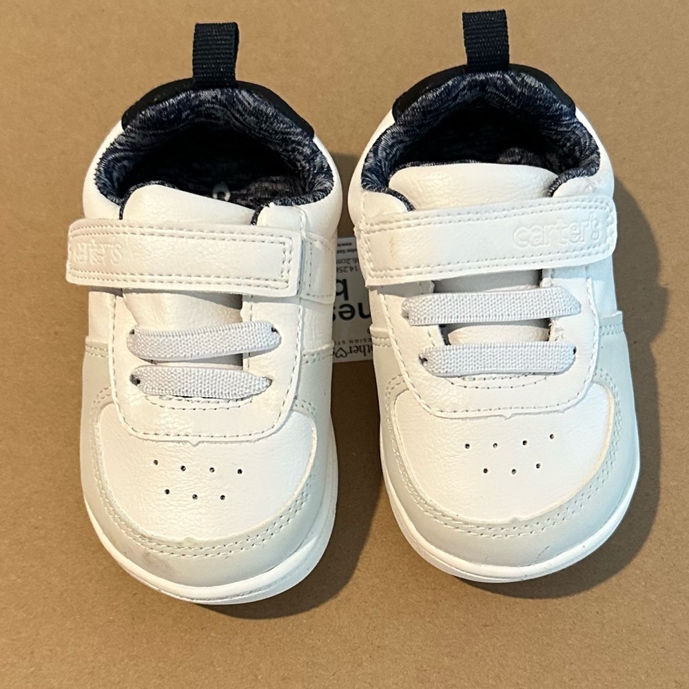 Carter's White and Navy Kids Sneakers